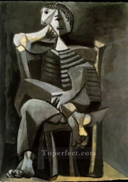 Homme assis au tricot raye 1939 Cubismo Pinturas al óleo